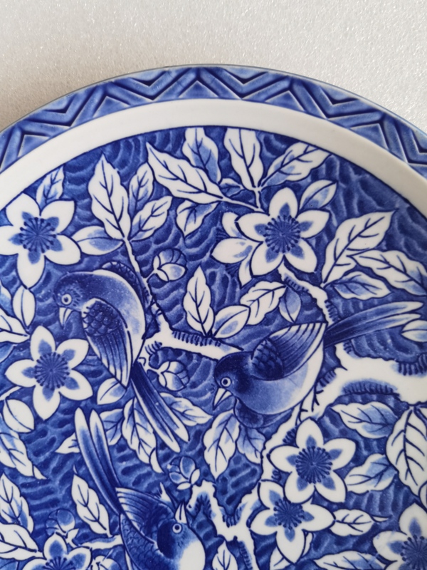 古玩陶瓷花鳥紋青花盤拍賣，當前價格398元