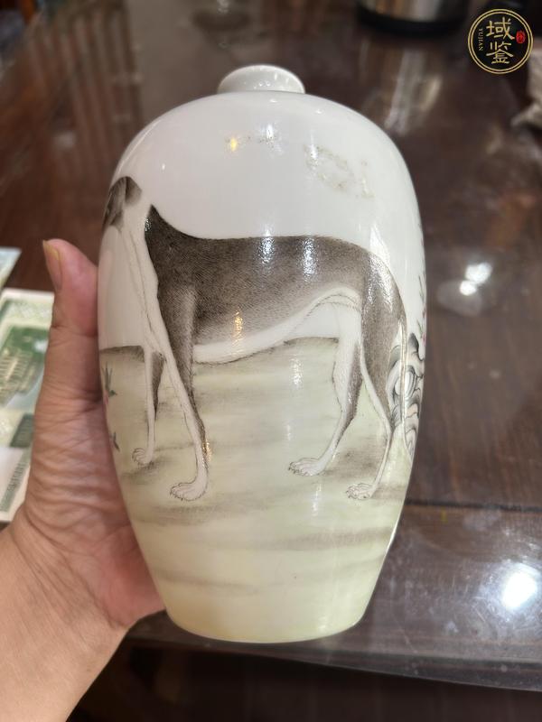 古玩陶瓷細(xì)犬圖梅瓶真品鑒賞圖