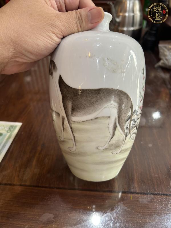 古玩陶瓷細(xì)犬圖梅瓶真品鑒賞圖