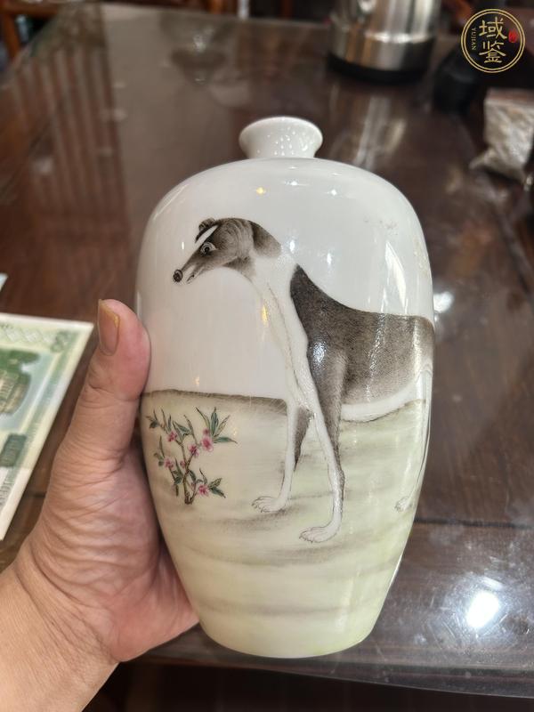 古玩陶瓷細(xì)犬圖梅瓶真品鑒賞圖