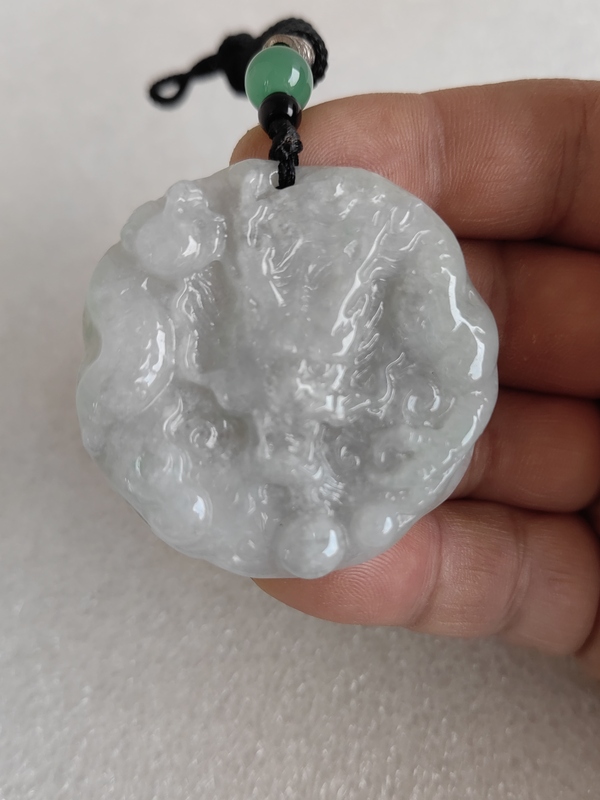 古玩玉器天然翡翠雕“龍紋牌”拍賣，當(dāng)前價格298元
