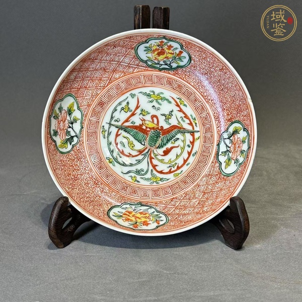 古玩陶瓷青花五彩龍鳳紋盤真品鑒賞圖