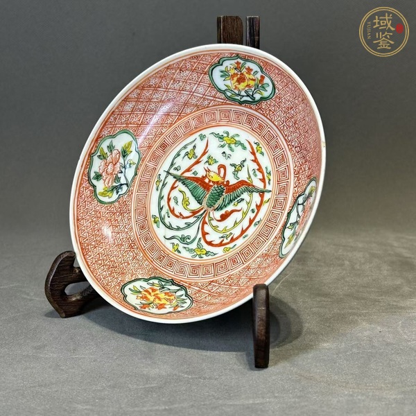 古玩陶瓷青花五彩龍鳳紋盤真品鑒賞圖