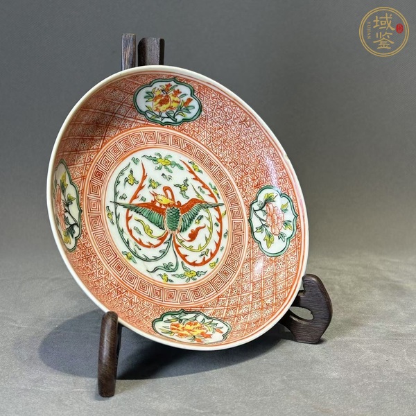 古玩陶瓷青花五彩龍鳳紋盤真品鑒賞圖