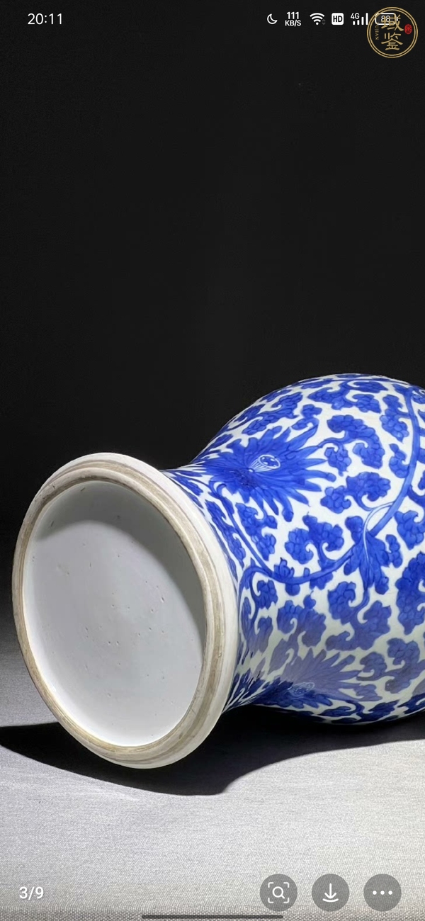 古玩陶瓷花卉青花鳳尾尊真品鑒賞圖