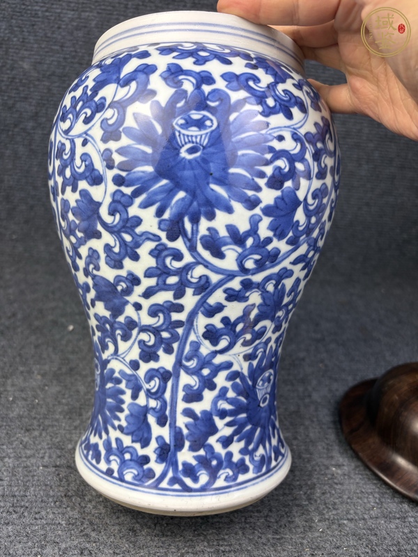 古玩陶瓷青花纏枝花卉紋半截鳳尾尊真品鑒賞圖