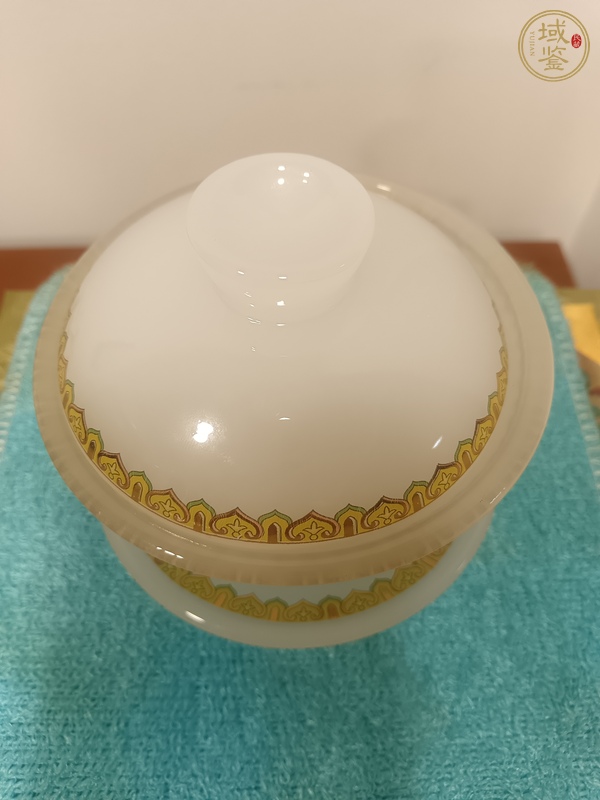 古玩玉器料器蓋碗真品鑒賞圖