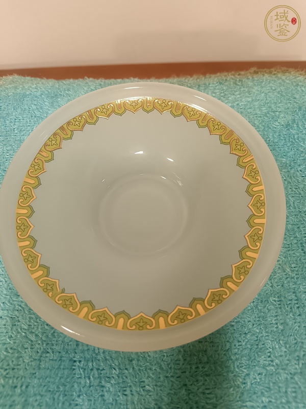 古玩玉器料器蓋碗真品鑒賞圖