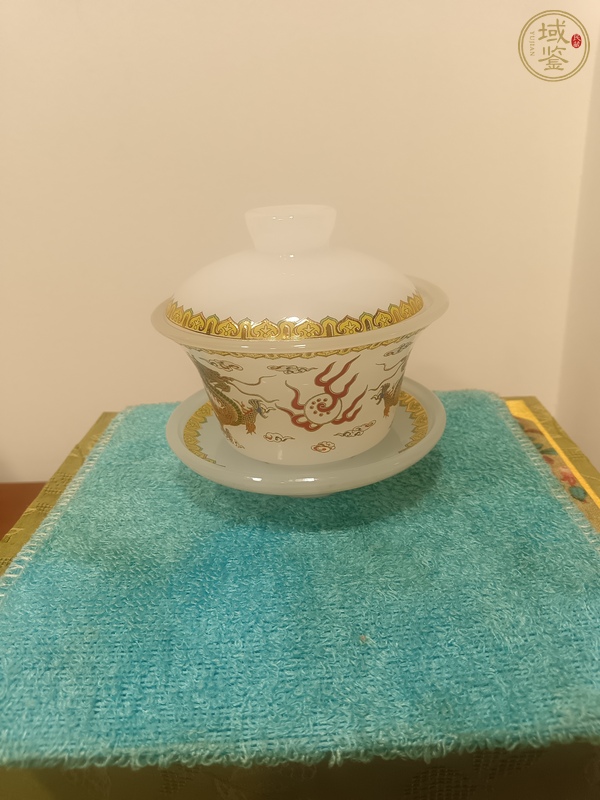 古玩玉器料器蓋碗真品鑒賞圖