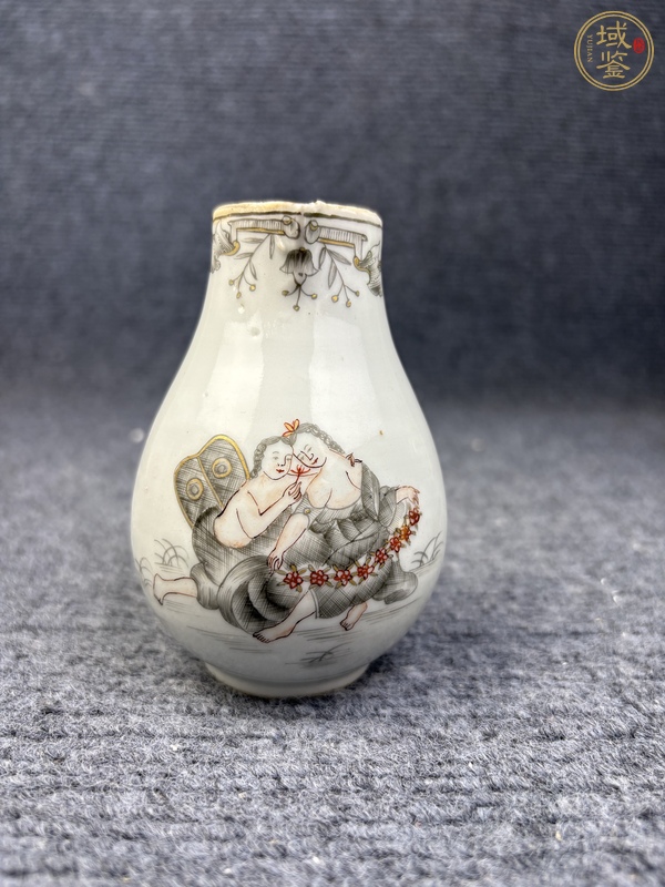 古玩陶瓷乾隆墨彩西洋人物紋奶壺真品鑒賞圖