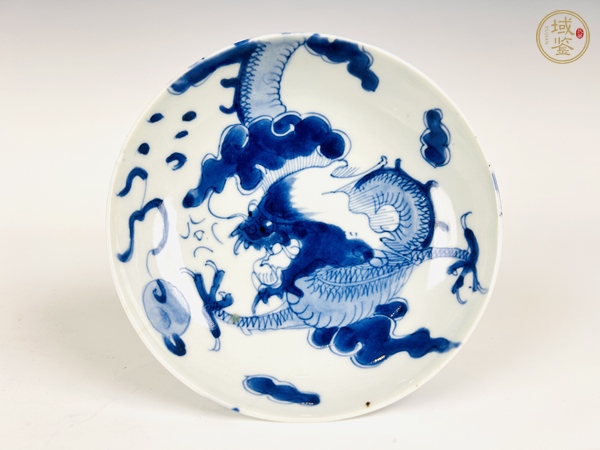古玩陶瓷清乾隆·青花過墻龍紋盤真品鑒賞圖