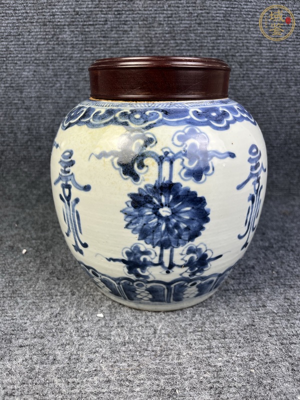 古玩陶瓷青花花肩壽蓋罐真品鑒賞圖