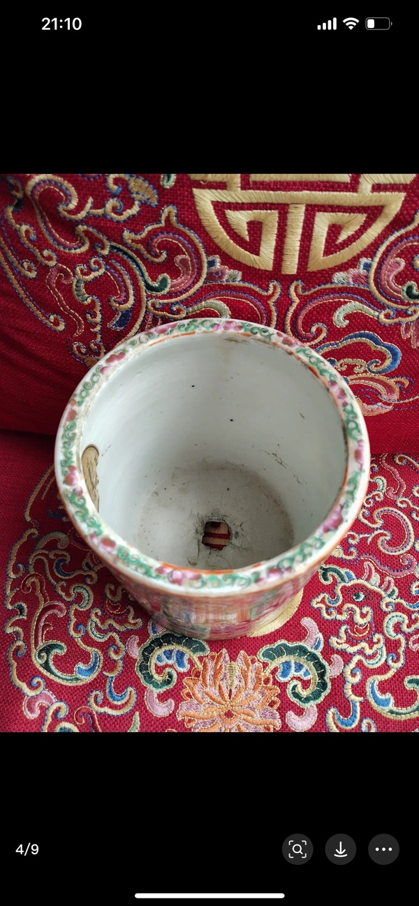 古玩陶瓷晚清廣彩筆筒拍賣，當前價格3000元