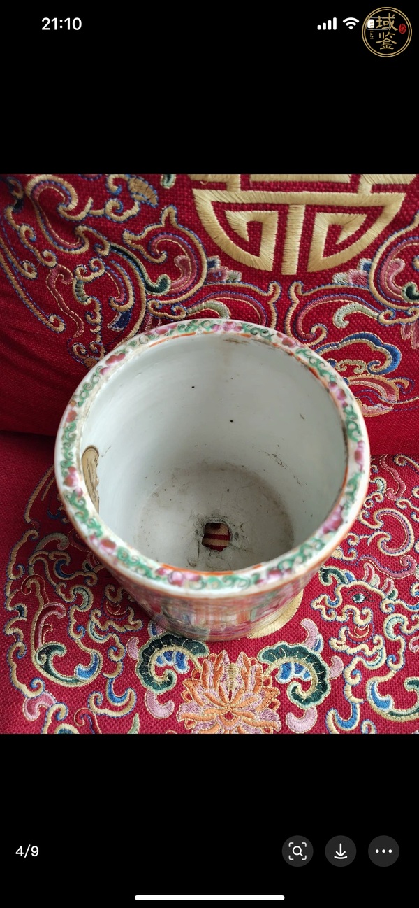 古玩陶瓷晚清廣彩筆筒真品鑒賞圖
