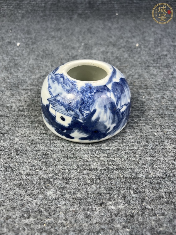 古玩陶瓷青花山水人物紋大水丞真品鑒賞圖