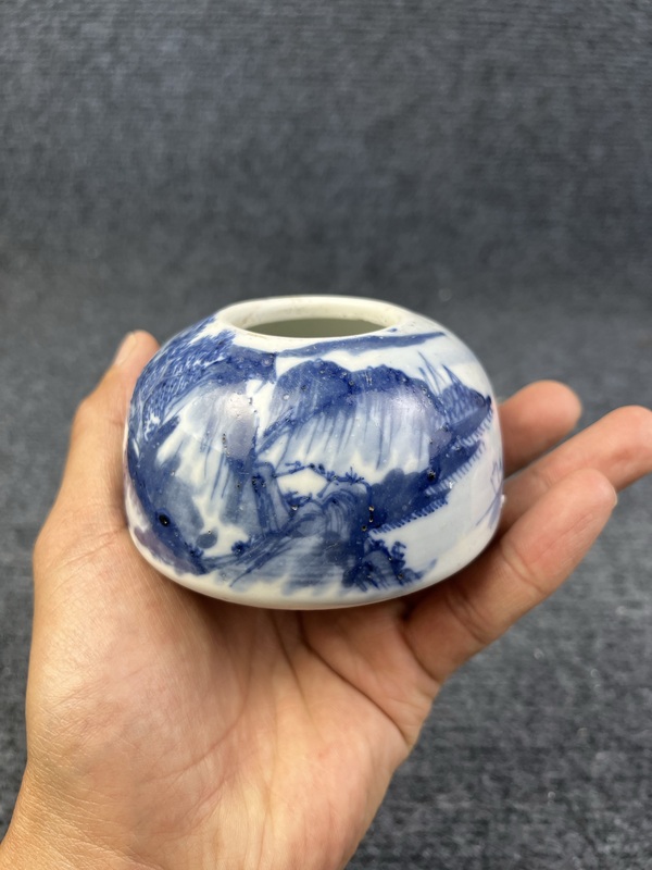 古玩陶瓷青花山水人物紋大水丞拍賣，當前價格1888元