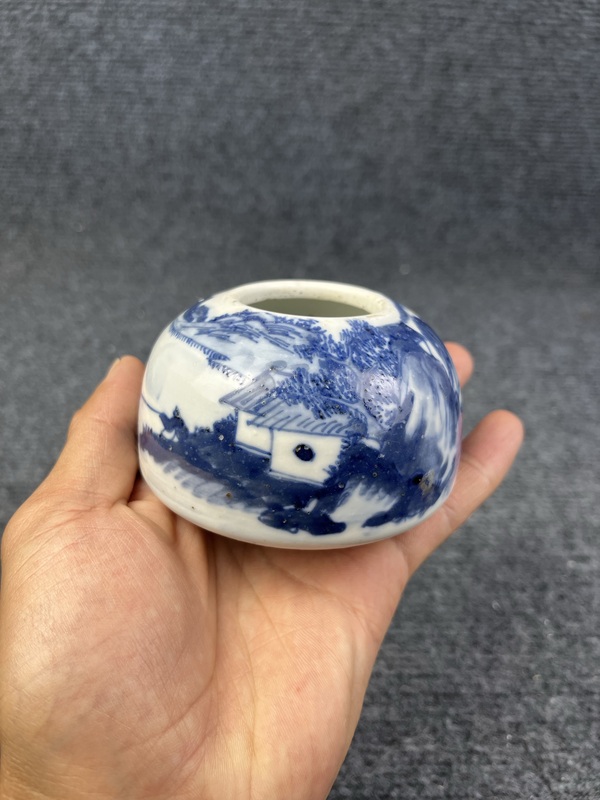 古玩陶瓷青花山水人物紋大水丞拍賣，當前價格1888元