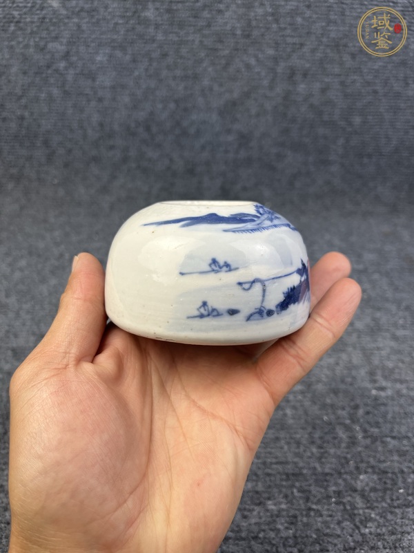 古玩陶瓷青花山水人物紋大水丞真品鑒賞圖
