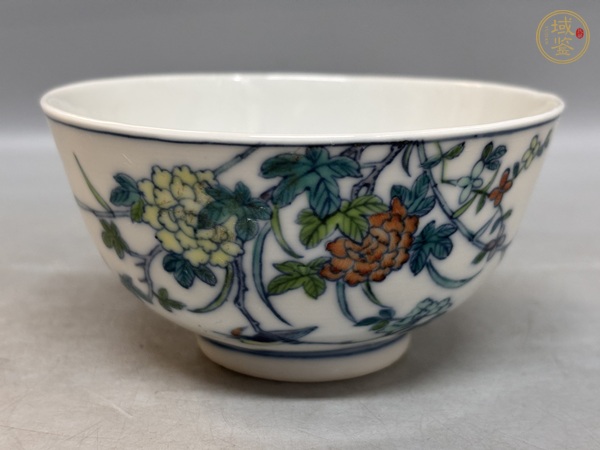 古玩陶瓷清代光緒斗彩花鳥紋碗真品鑒賞圖