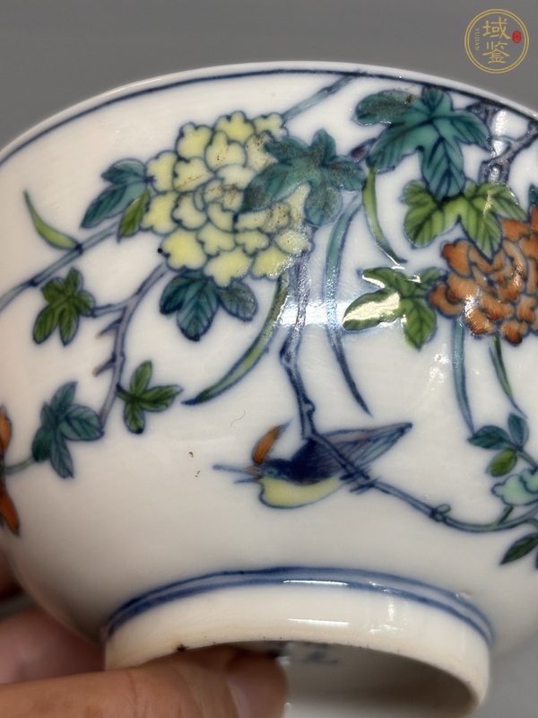 古玩陶瓷清代光緒斗彩花鳥紋碗真品鑒賞圖