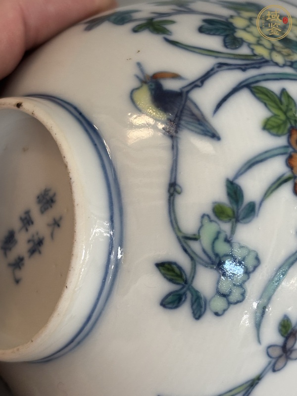 古玩陶瓷清代光緒斗彩花鳥紋碗真品鑒賞圖