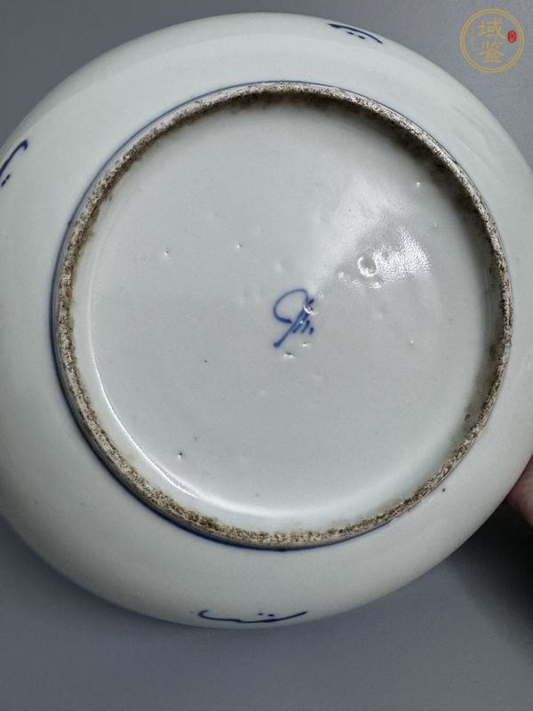 古玩陶瓷清中期青花江崖海水紋盤真品鑒賞圖