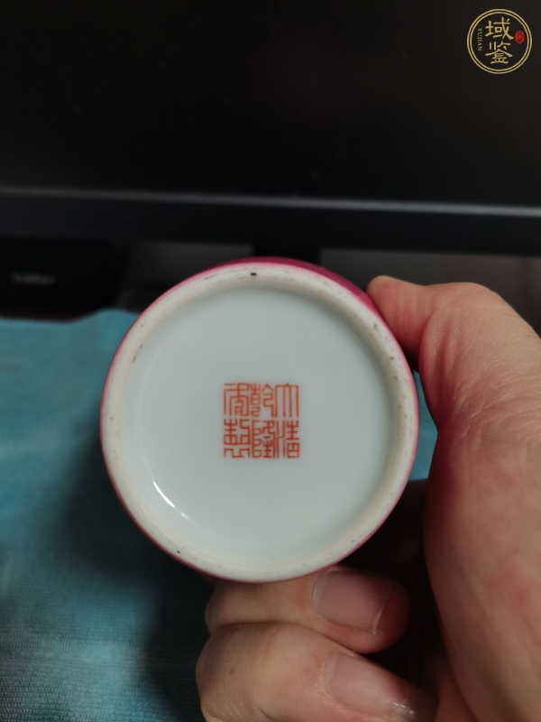 古玩陶瓷胭脂水釉觀音瓶真品鑒賞圖