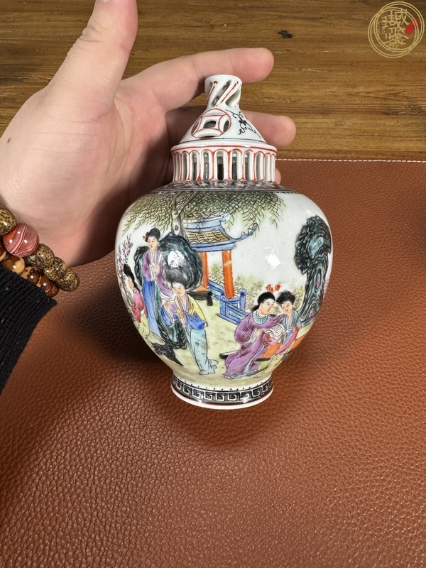 古玩陶瓷粉彩紅樓夢人物故事蓋罐真品鑒賞圖