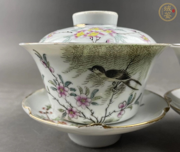 古玩民國 花鳥紋蓋碗真品鑒賞圖