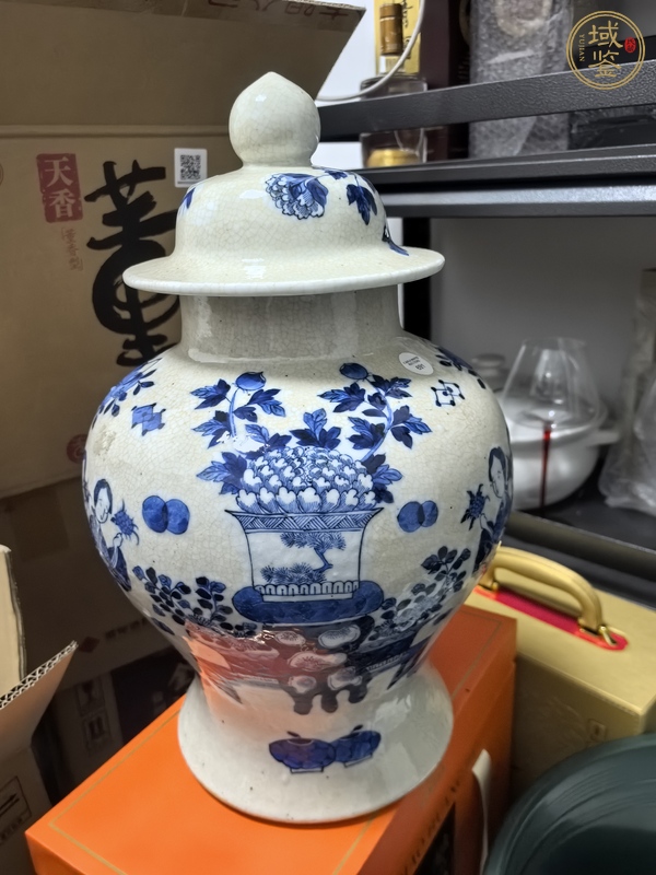 古玩陶瓷哥釉地青花將軍罐真品鑒賞圖