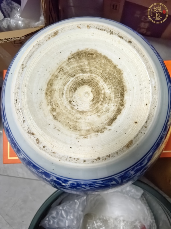 古玩陶瓷鳳穿牡丹紋青花缸真品鑒賞圖