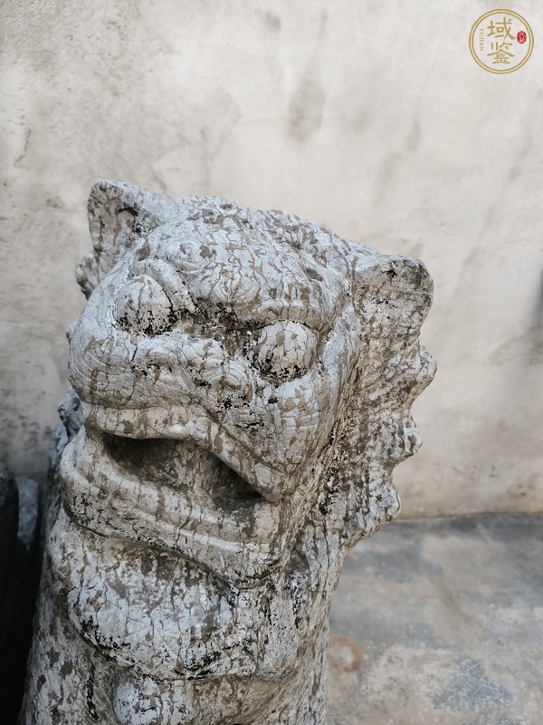 古玩石雕柱頭獅真品鑒賞圖