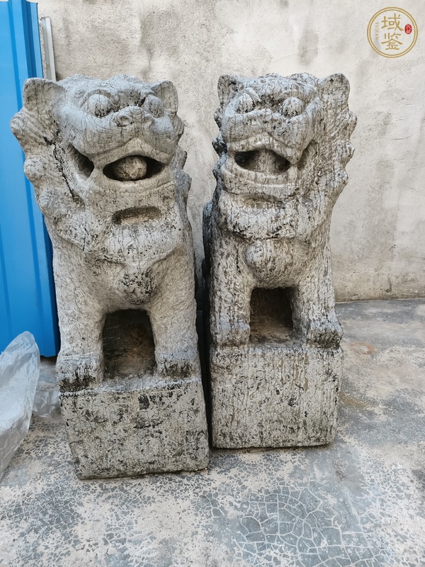 古玩雜項石雕柱頭獅真品鑒賞圖