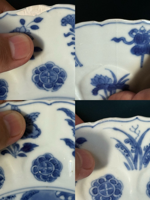 古玩陶瓷清·康熙仕女紋瓜棱花口模印細路青花盤拍賣，當前價格3600元