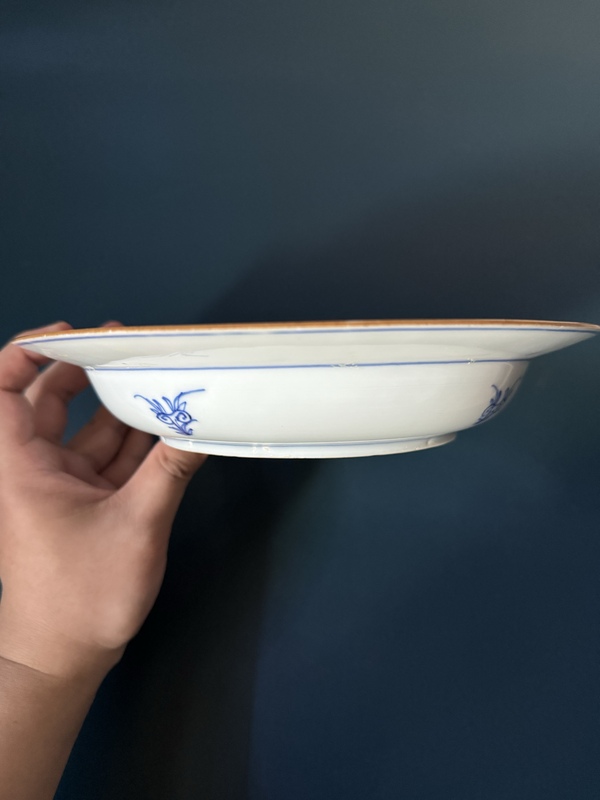 古玩陶瓷清·康熙人物故事草堂驚夢細路青花折沿盤拍賣,當前價格1900元