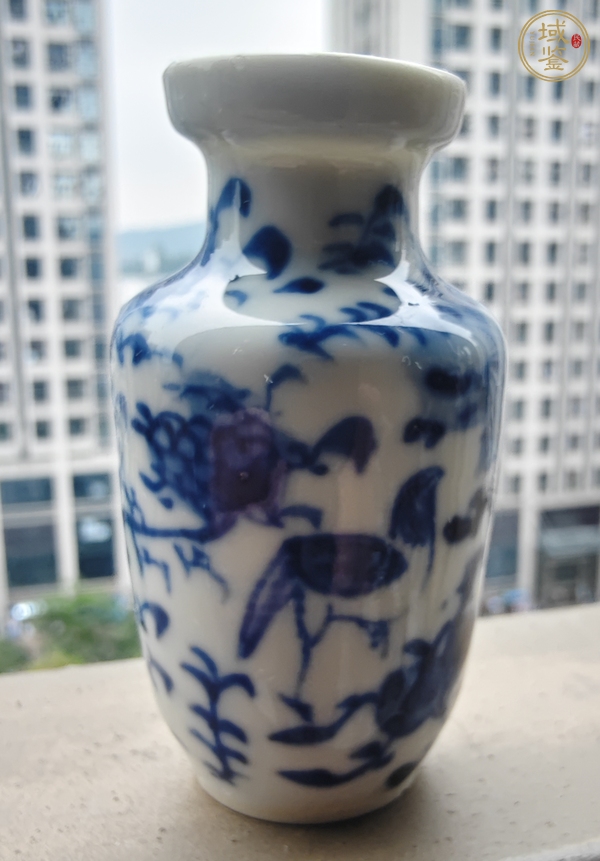 古玩陶瓷晚清青花花鳥瓶真品鑒賞圖