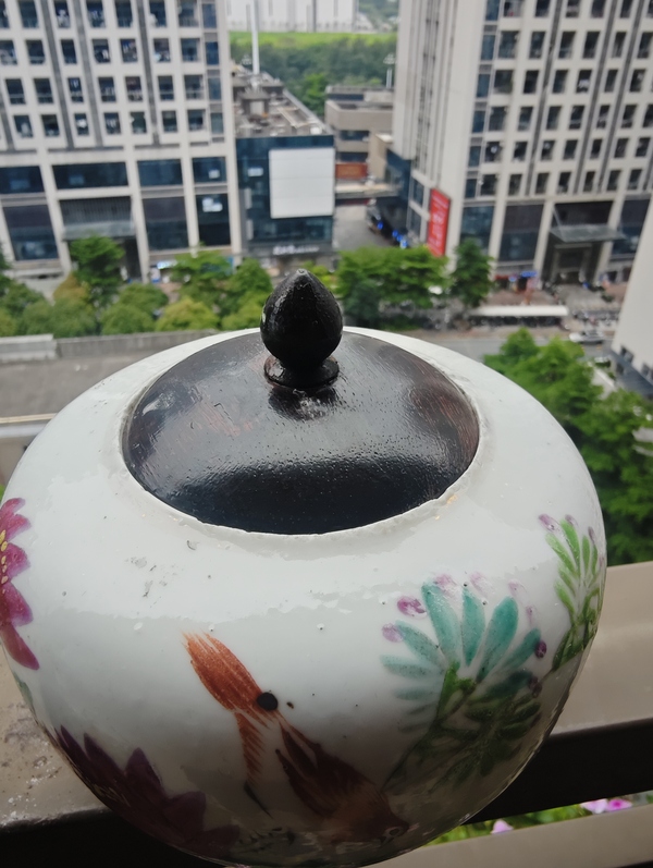 古玩陶瓷粉彩花鳥圍棋罐拍賣，當(dāng)前價格500元