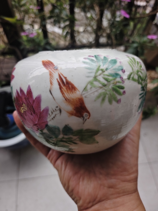 古玩陶瓷粉彩花鳥圍棋罐拍賣，當(dāng)前價格500元