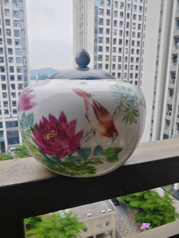 古玩陶瓷粉彩花鳥圍棋罐拍賣，當(dāng)前價格500元