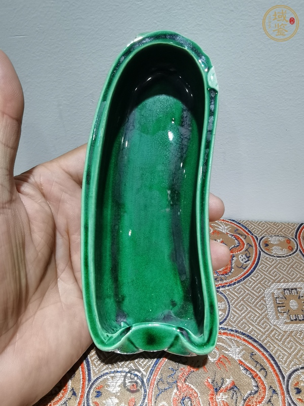 古玩陶瓷綠釉仿生瓷洗真品鑒賞圖