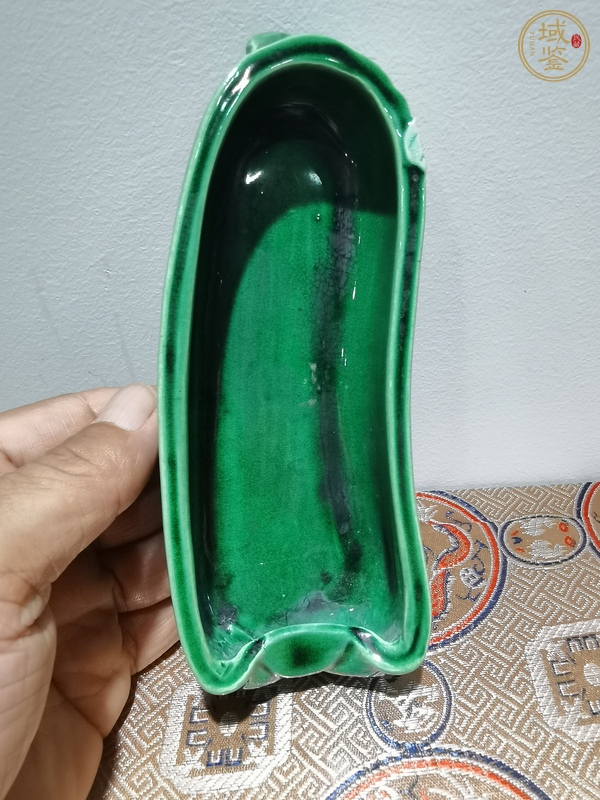 古玩陶瓷綠釉仿生瓷洗真品鑒賞圖