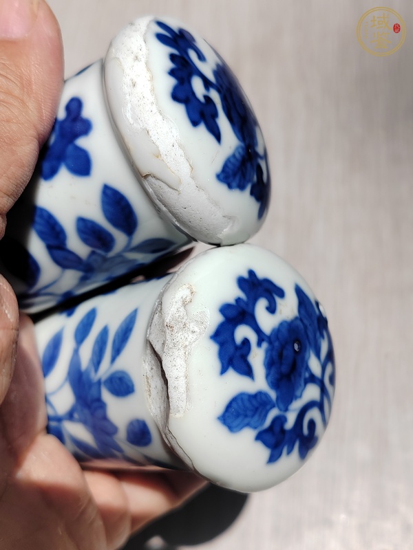 古玩陶瓷青花畫軸頭真品鑒賞圖