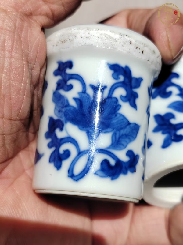 古玩陶瓷青花畫軸頭真品鑒賞圖
