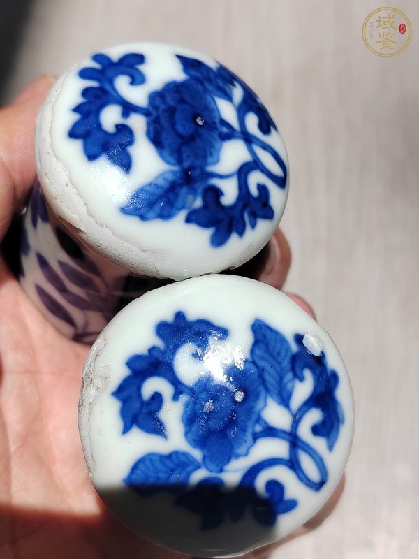 古玩陶瓷青花畫軸頭真品鑒賞圖