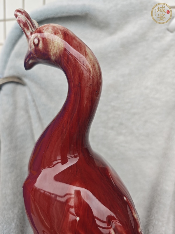 古玩陶瓷清代 鈞紅釉孔雀真品鑒賞圖