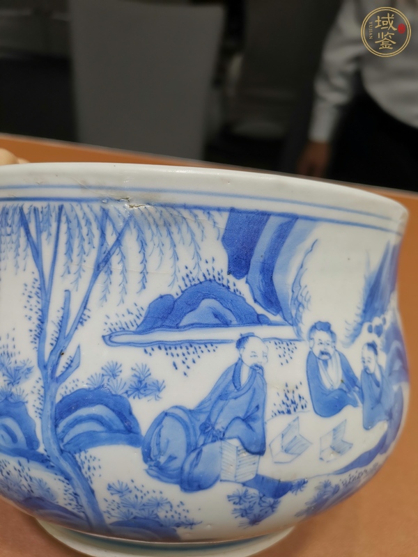 古玩陶瓷青花人物故事紋爐真品鑒賞圖