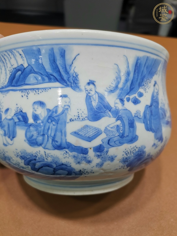 古玩陶瓷青花人物故事紋爐真品鑒賞圖
