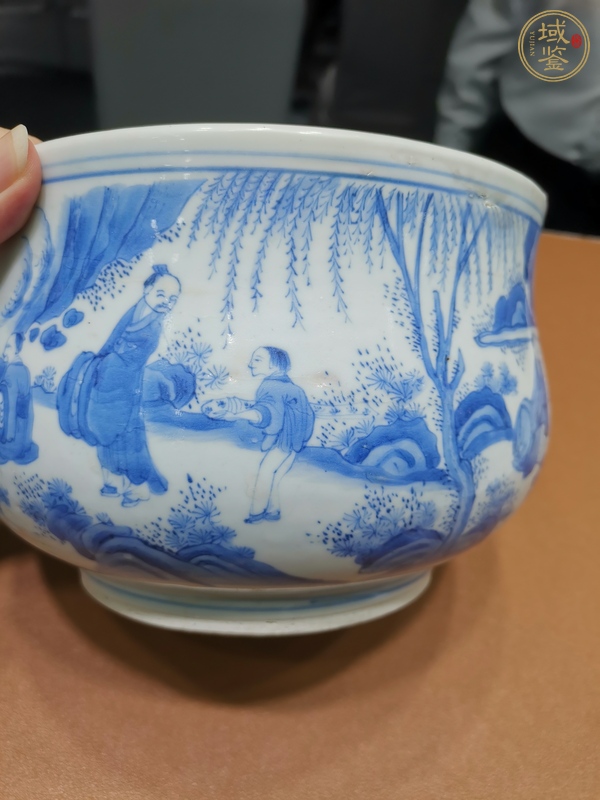 古玩陶瓷青花人物故事紋爐真品鑒賞圖