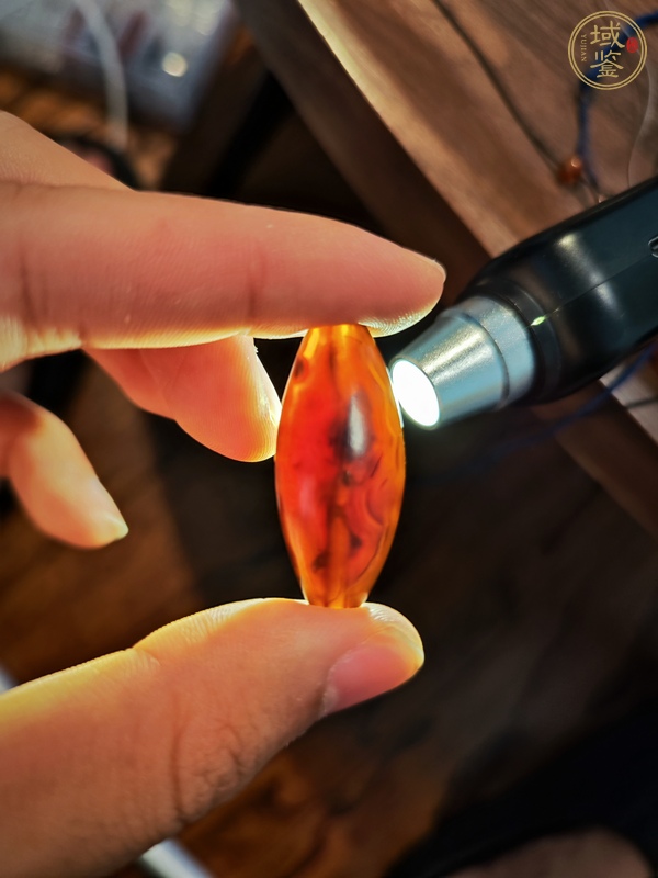 古玩玉器瑪瑙橄欖型珠真品鑒賞圖