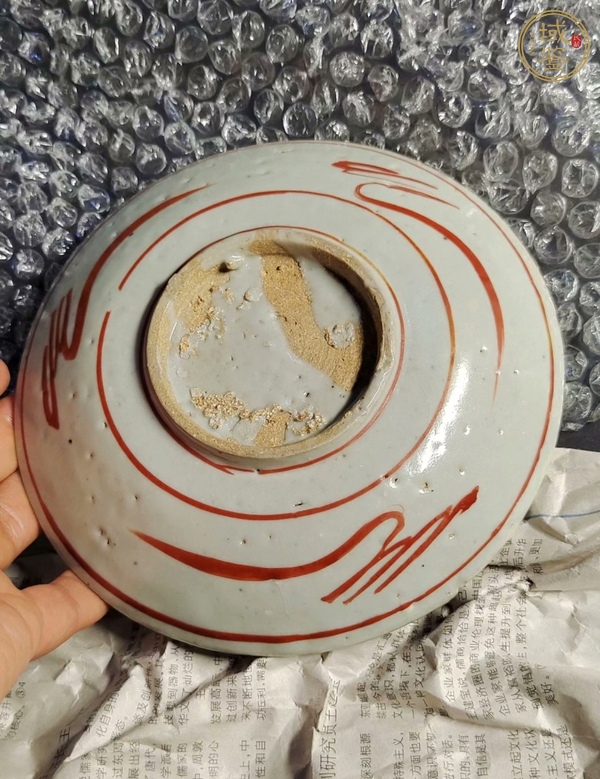 古玩陶瓷紅綠五彩獅子紋盤真品鑒賞圖